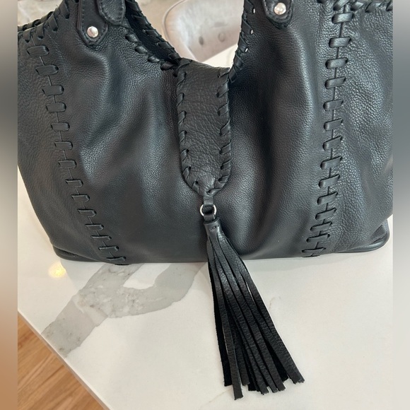 Rosanna Nichole black leather Super soft HOBO purse with snake pattern lining - Picture 13 of 16
